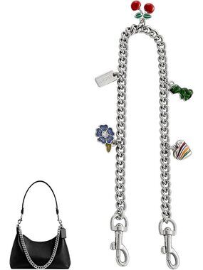 Silver Purse Chain Charms for Handbags & Wallets - 19.7in Cherry Bag Accessories
